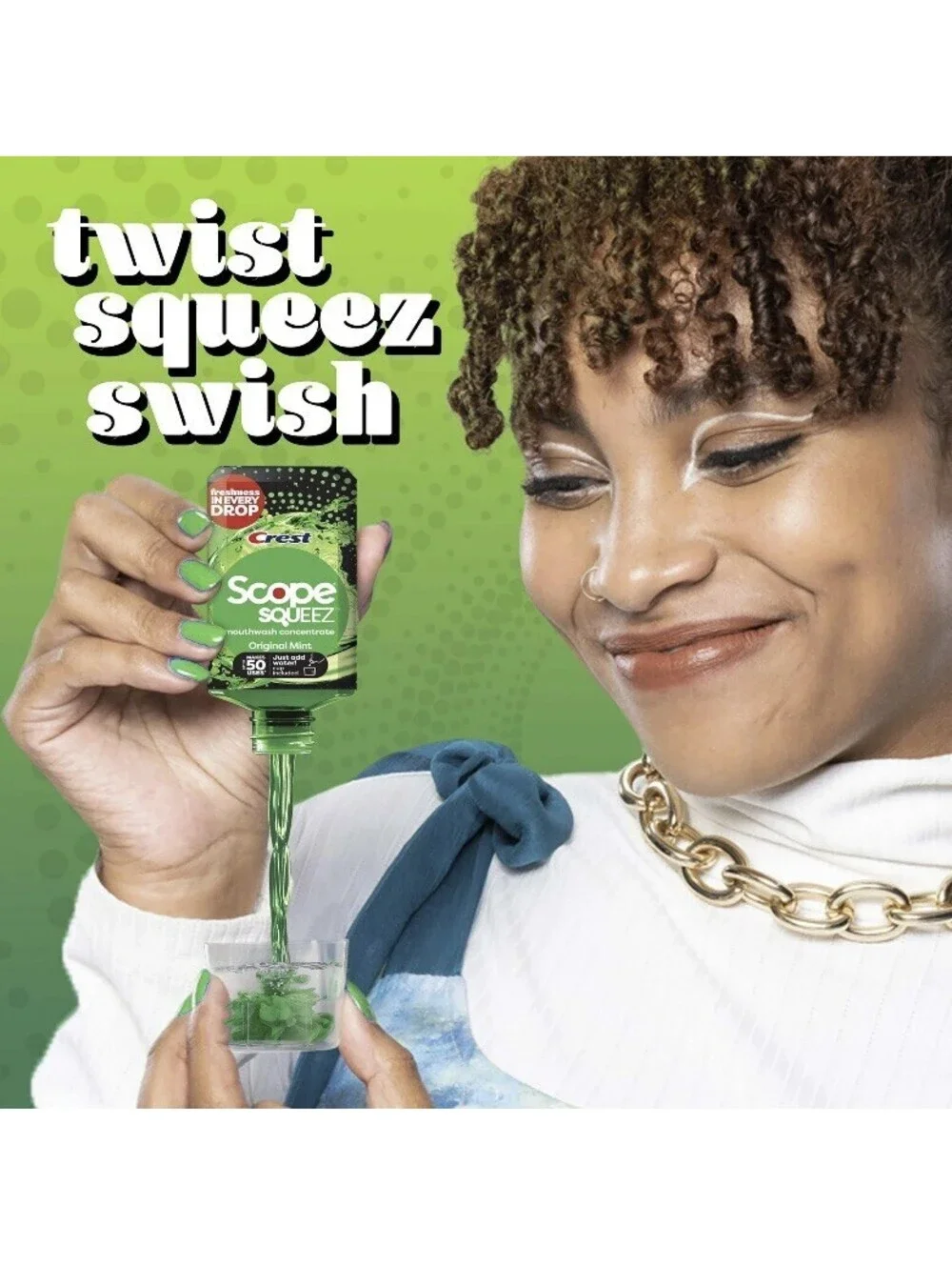 Crest Scope Squeez Mouthwash Concentrate Original Mint 1.69 Fl OZ Travel 50 Uses